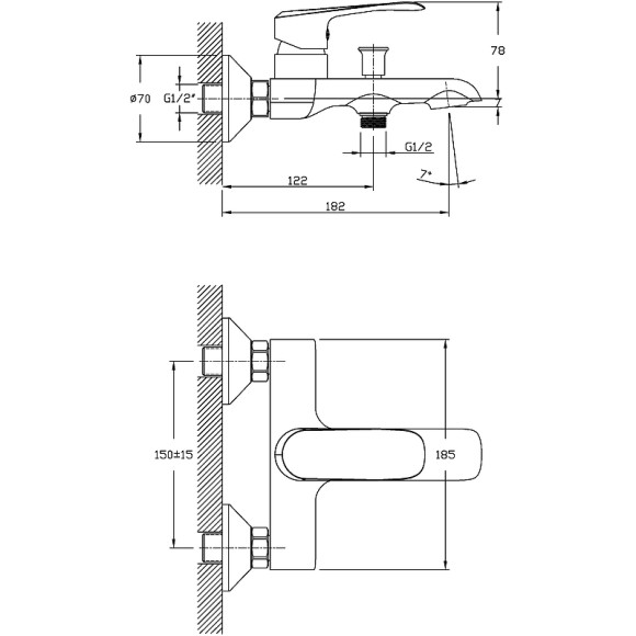Смеситель для ванны Agger Glorious A1210000 Хром Смеситель для ванны Agger Glorious A1210000 Хром