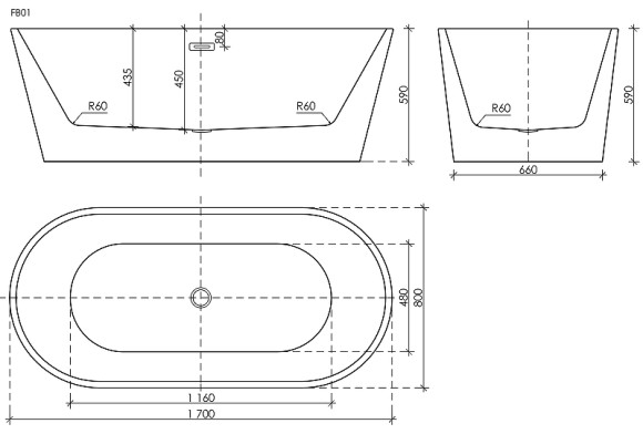Акриловая ванна Sancos Mimi 170x80 FB01 без гидромассажа Акриловая ванна Sancos Mimi 170x80 FB01 без гидромассажа