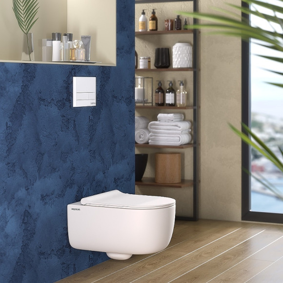 Унитаз Berges Ego XL 082228 подвесной Белый матовый с сиденьем Микролифт Унитаз Berges Ego XL 082228 подвесной Белый матовый с сиденьем Микролифт