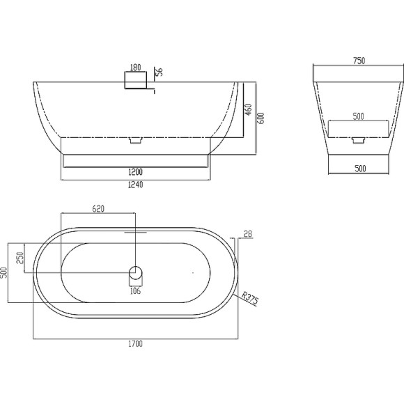 Ванна из искусственного камня Abber Frankfurt 170x75 AM9941 Белая матовая без гидромассажа Ванна из искусственного камня Abber Frankfurt 170x75 AM9941 Белая матовая без гидромассажа
