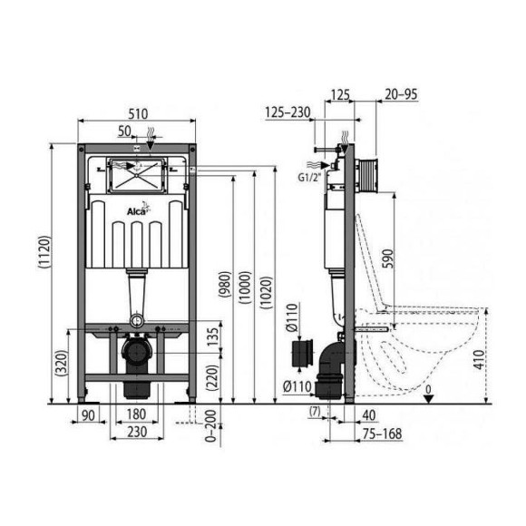Инсталляция Kerama Marazzi AM101\1120KM для унитаза без клавиши смыва Инсталляция Kerama Marazzi AM101\1120KM для унитаза без клавиши смыва
