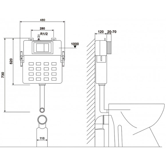 Смывной бачок Abber AC0104 для унитаза без клавиши смыва Смывной бачок Abber AC0104 для унитаза без клавиши смыва