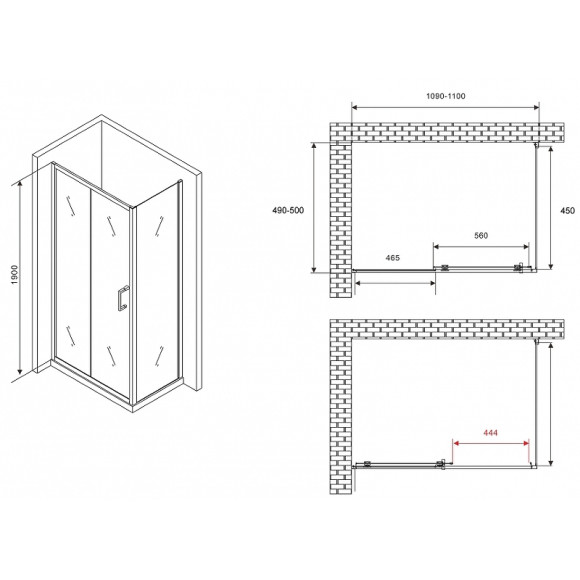 Душевой уголок Abber Schwarzer Diamant 110x50 AG301105-S505 профиль Хром стекло прозрачное Душевой уголок Abber Schwarzer Diamant 110x50 AG301105-S505 профиль Хром стекло прозрачное