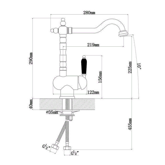 Смеситель для кухни Florentina Ария 313.08H.1113.102 Черный Смеситель для кухни Florentina Ария 313.08H.1113.102 Черный