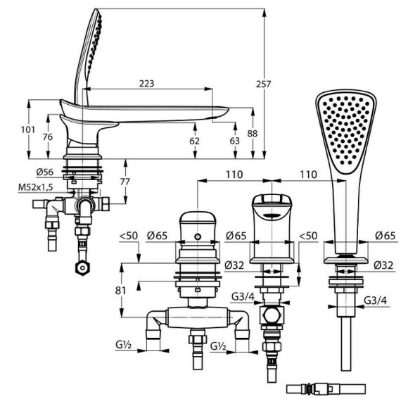 Смеситель на борт ванны Kludi Ambienta 534470575 Хром