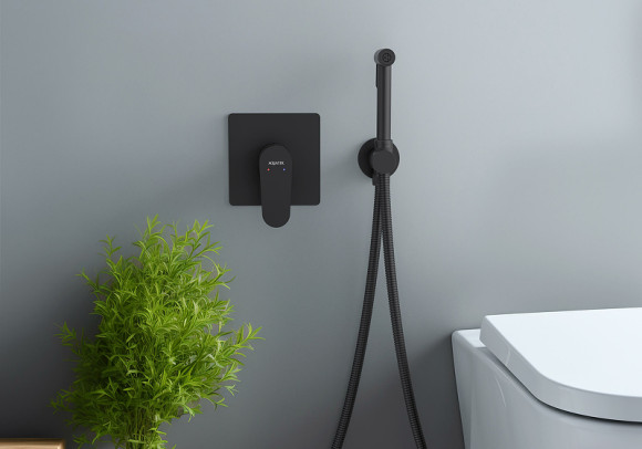 Гигиенический душ со смесителем Aquatek Оберон AQ1219MB Черный матовый