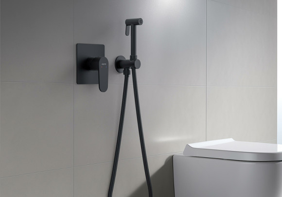 Гигиенический душ со смесителем Aquatek Оберон AQ1219MB Черный матовый