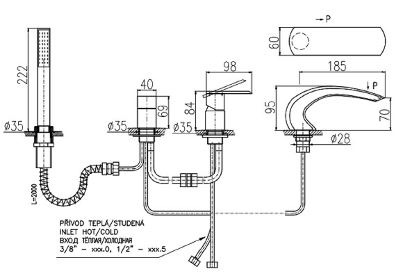 Смеситель на борт ванны Rav Slezak Loira LR572.5P Хром
