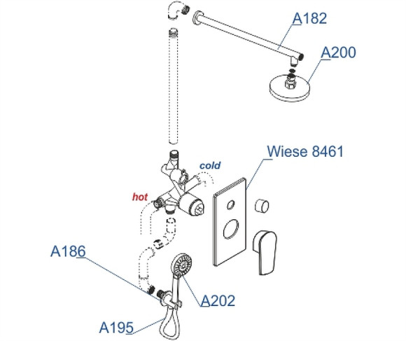 Душевая система WasserKRAFT A84202 Оружейная сталь