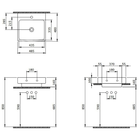 Раковина Berges Strati 48 182005 Белая глянцевая Раковина Berges Strati 48 182005 Белая глянцевая