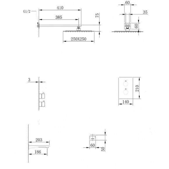 Душевая система Abber Weiss Insel AF8050W с термостатом Белая Душевая система Abber Weiss Insel AF8050W с термостатом Белая