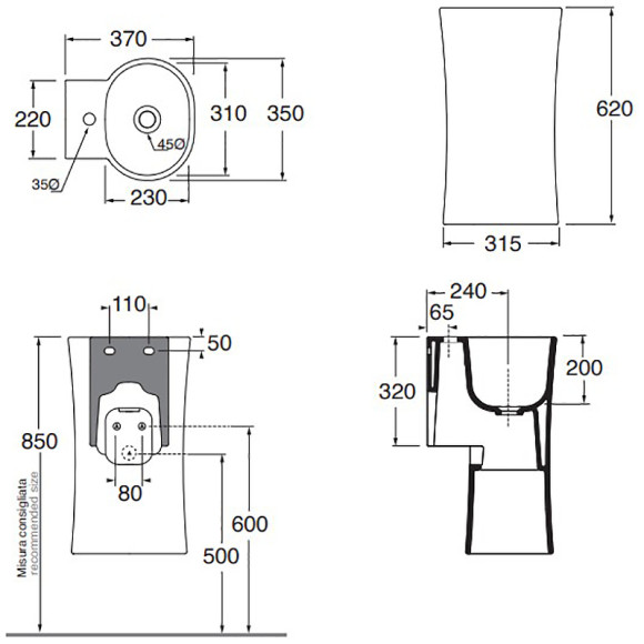Раковина Azzurra Nativo 35 LALS035370NM/(NAT200/1 bi)*1 Белая Раковина Azzurra Nativo 35 LALS035370NM/(NAT200/1 bi)*1 Белая