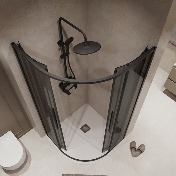 Душевой уголок Niagara Nova 80х80 NG-2825-34BLACK профиль Черный матовый стекло тонированное Душевой уголок Niagara Nova 80х80 NG-2825-34BLACK профиль Черный матовый стекло тонированное