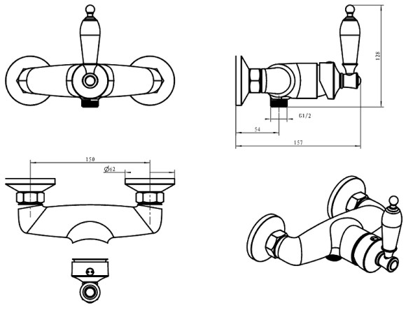 Смеситель для душа Boheme Vogue 224-MR-W Хром