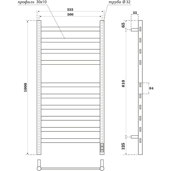 Электрический полотенцесушитель Point Селена PN16850GR П8 500x1000 диммер справа Графит премиум Электрический полотенцесушитель Point Селена PN16850GR П8 500x1000 диммер справа Графит премиум