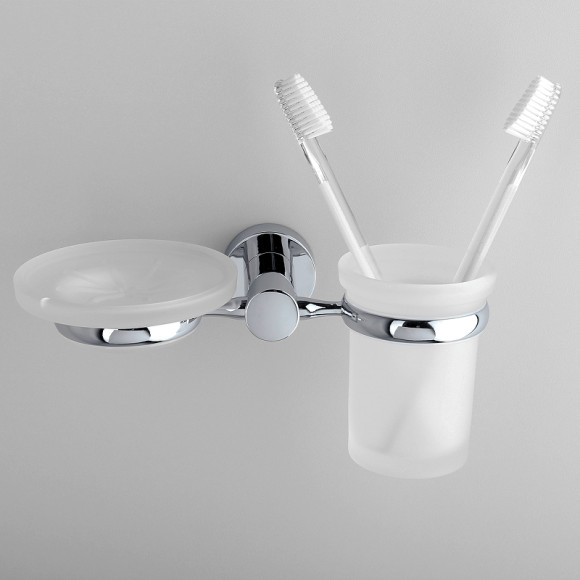 Стакан для зубных щеток с мыльницей WasserKRAFT Donau K-9426 Хром Стакан для зубных щеток с мыльницей WasserKRAFT Donau K-9426 Хром
