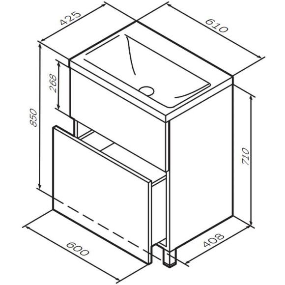 Тумба под раковину AM.PM Gem 60 M90FSX0602HF Орех