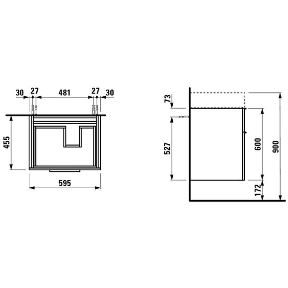 Тумба под раковину Laufen Kartell 60 4.0756.2.033.635.1 подвесная Оранжевая глянцевая