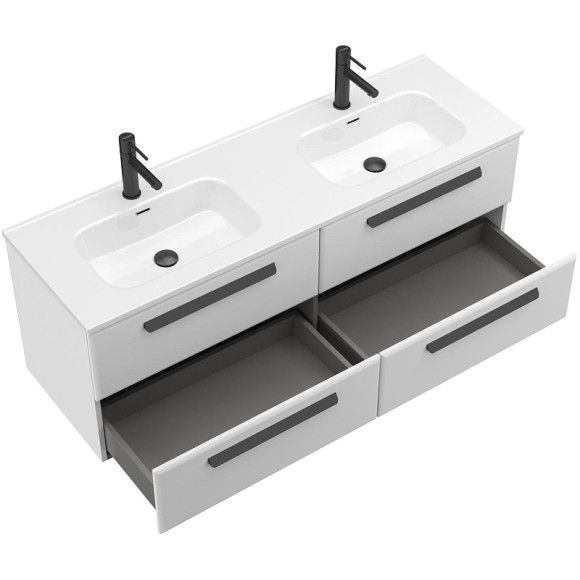 Тумба под раковину Cezares Eco-Cer-N 140 ECO-CER-N-1400-4C-SO-2-BL подвесная Bianco Lucido без ручек