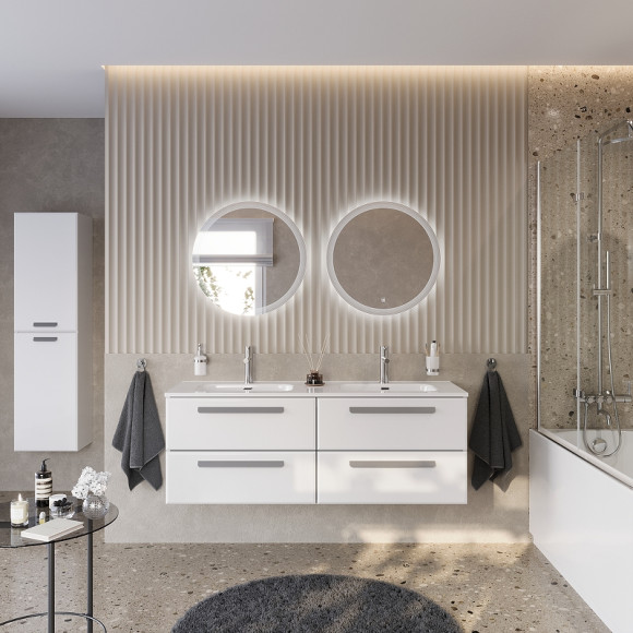 Тумба под раковину Cezares Eco-Cer-N 140 ECO-CER-N-1400-4C-SO-2-BL подвесная Bianco Lucido без ручек