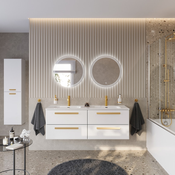 Тумба под раковину Cezares Eco-Cer-N 140 ECO-CER-N-1400-4C-SO-2-BL подвесная Bianco Lucido без ручек