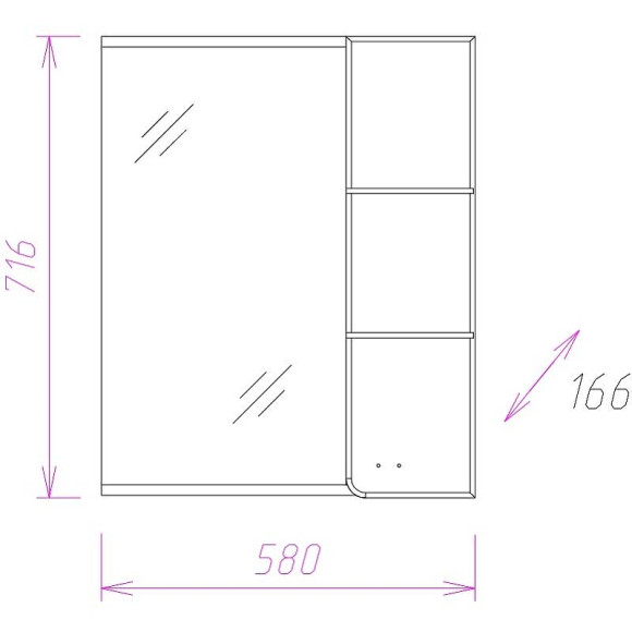 Зеркало со шкафом Onika Стиль 58.01 R 205833 с подсветкой Белое Ясень шимо светлый