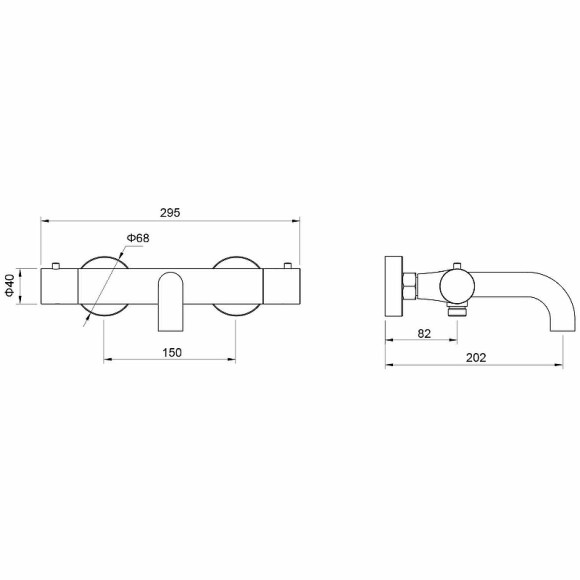 Смеситель для ванны Aquatek Европа AQ1343MB с термостатом Черный матовый