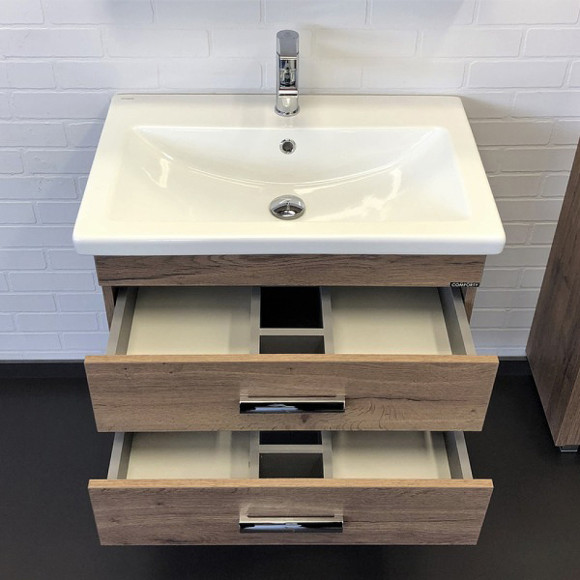 Тумба с раковиной Comforty Никосия 70П 00-00008855 подвесная Дуб темный Тумба с раковиной Comforty Никосия 70П 00-00008855 подвесная Дуб темный
