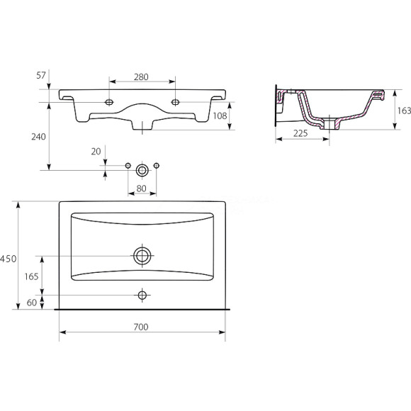 Тумба с раковиной Comforty Никосия 70П 00-00008855 подвесная Дуб темный Тумба с раковиной Comforty Никосия 70П 00-00008855 подвесная Дуб темный