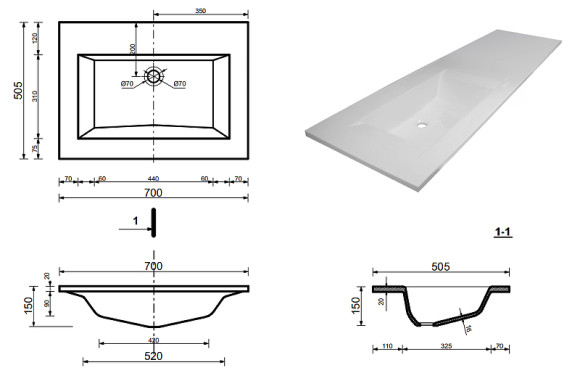 Раковина Эстет Рава 107-141 Белая Раковина Эстет Рава 107-141 Белая