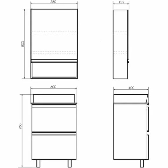 Тумба с раковиной Comforty Эдинбург 60Н 00-00004763 Бетон светлый Тумба с раковиной Comforty Эдинбург 60Н 00-00004763 Бетон светлый