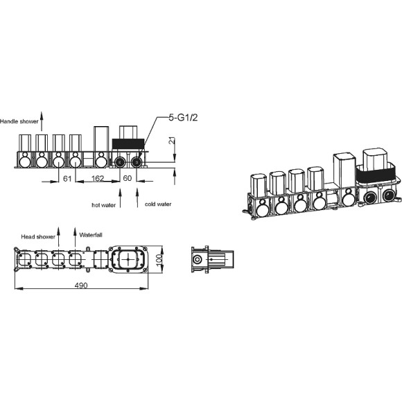 Душевая система Boheme Zodiac 133-2-G с термостатом Золото