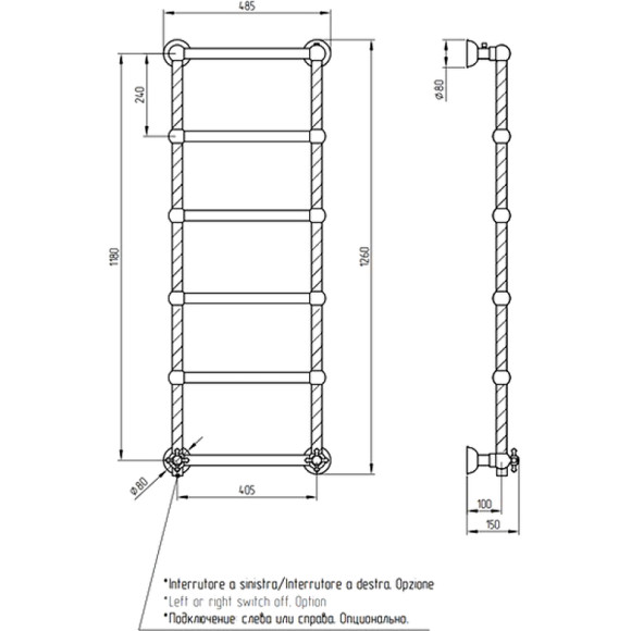 Электрический полотенцесушитель Migliore Edera 126x48 L 20300 Золото Электрический полотенцесушитель Migliore Edera 126x48 L 20300 Золото