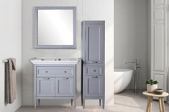 Комплект мебели для ванной ASB-Woodline Гранда 85 Grigio