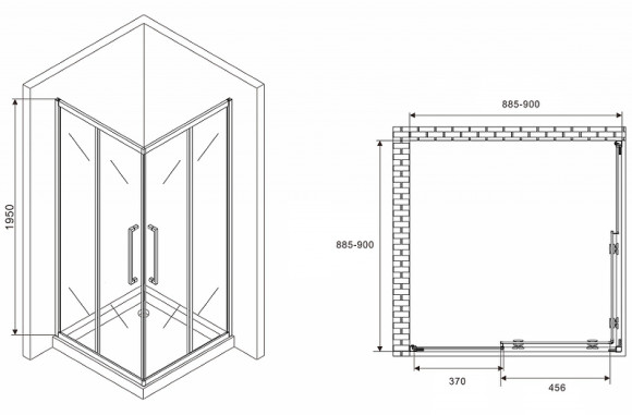 Душевой уголок Abber Schwarzer Diamant 90x90 AG02090H профиль Хром стекло прозрачное