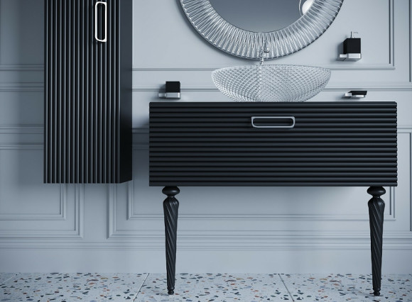 Тумба под раковину Boheme Armadi Art Vallessi Avangarde Linea 80 842-080-BCR подвесная Черная Хром Тумба под раковину Boheme Armadi Art Vallessi Avangarde Linea 80 842-080-BCR подвесная Черная Хром