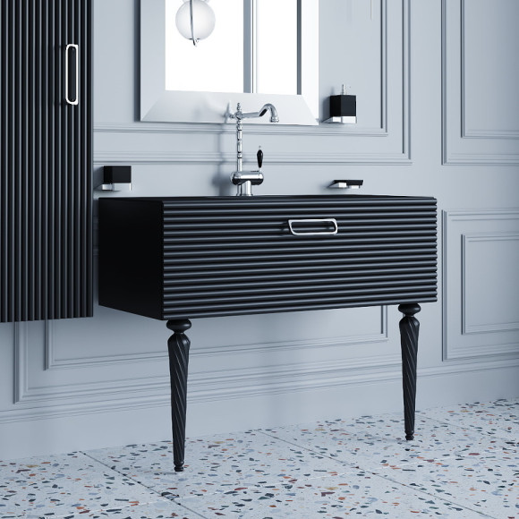 Тумба под раковину Boheme Armadi Art Vallessi Avangarde Linea 80 842-080-BCR подвесная Черная Хром Тумба под раковину Boheme Armadi Art Vallessi Avangarde Linea 80 842-080-BCR подвесная Черная Хром