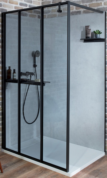 Душевая стенка Jacob Delafon Nouvelle Vague 30 E94WI30-B1 профиль Черный стекло прозрачное