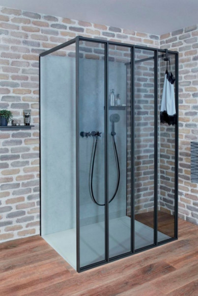 Душевая стенка Jacob Delafon Nouvelle Vague 30 E94WI30-B1 профиль Черный стекло прозрачное