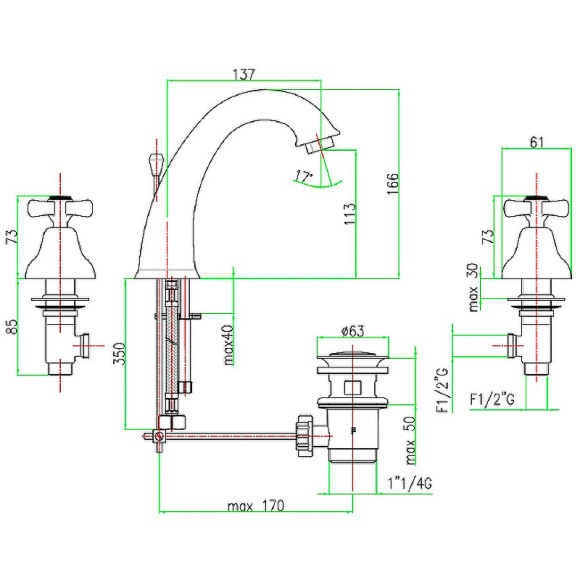 Смеситель для раковины Webert Armony AM750101060 Медь Смеситель для раковины Webert Armony AM750101060 Медь