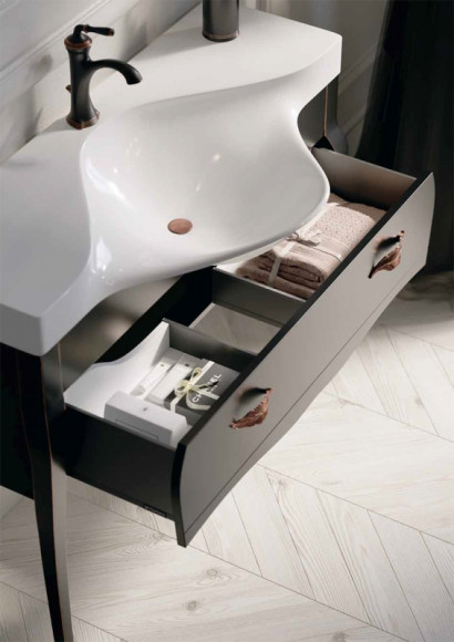 Тумба под раковину Clarberg Borgia 115 BOR0111BLK Черная Патина медь