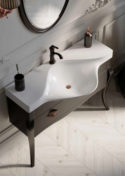 Тумба под раковину Clarberg Borgia 115 BOR0111BLK Черная Патина медь