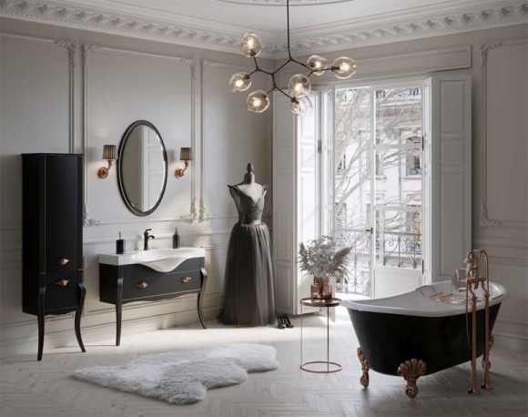 Тумба под раковину Clarberg Borgia 115 BOR0111BLK Черная Патина медь