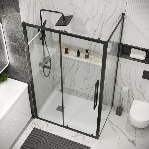 Душевой уголок Grossman Cosmo 140х90 120.K33.02.1490.21.00 профиль Черный матовый стекло прозрачное Душевой уголок Grossman Cosmo 140х90 120.K33.02.1490.21.00 профиль Черный матовый стекло прозрачное