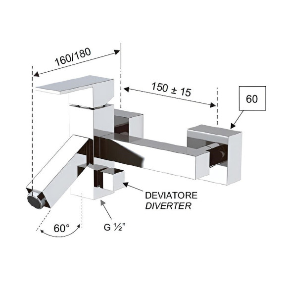 Смеситель для ванны Remer Q-Color QR0583A Хром Смеситель для ванны Remer Q-Color QR0583A Хром