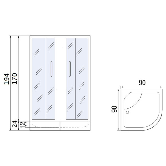 Душевой уголок River Don 90x90 MT 10000011743 с поддоном