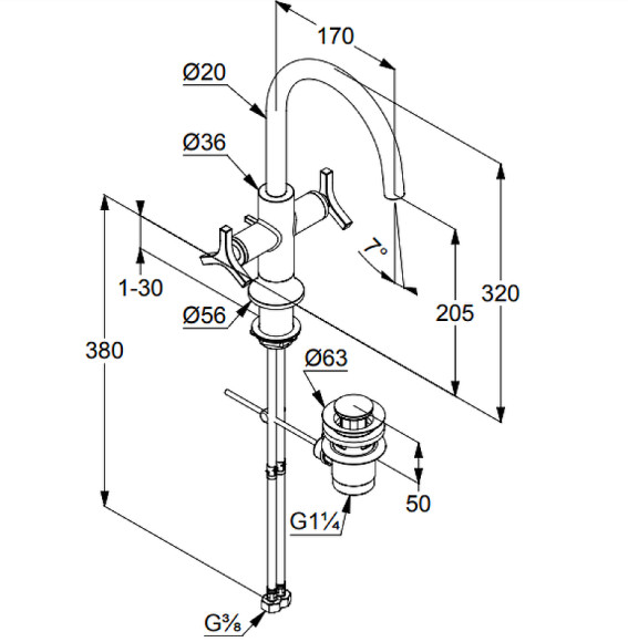 Смеситель для раковины Kludi Nova Fonte 201180539 Хром