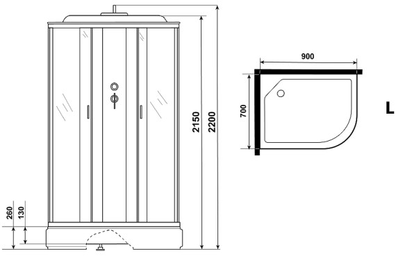 Душевая кабина Niagara Classic 90х70 L NG-33974-14LF с гидромассажем