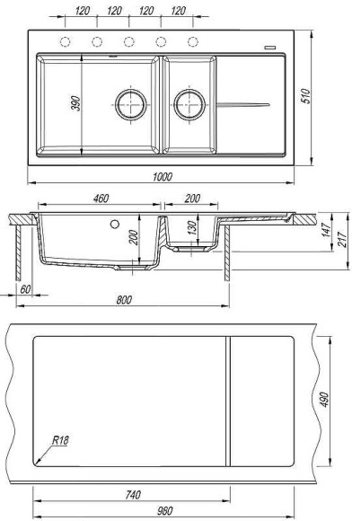 Кухонная мойка Florentina Россана-1000 20.335.E1000.201 Жасмин