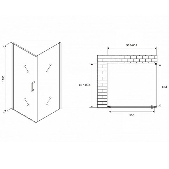Душевой уголок Abber Sonnenstrand 60х90 AG04060M-S90M профиль Хром стекло матовое